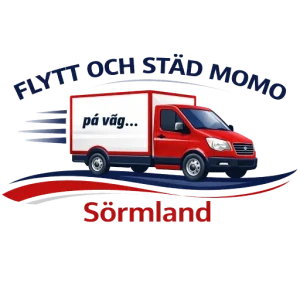 Flytt och städ Momo, logga med lastbil och text